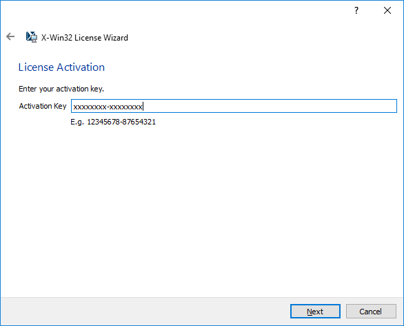 xwin32 activation key entry