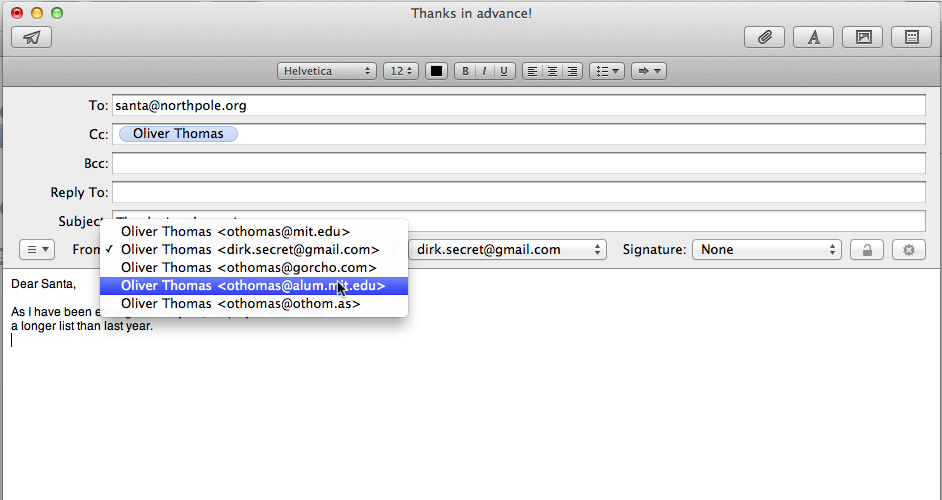 Mail compose window