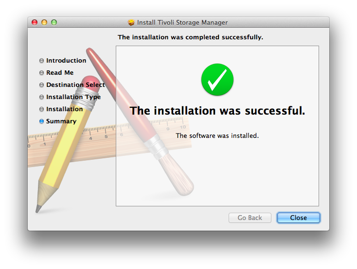 Software successfully installed screen