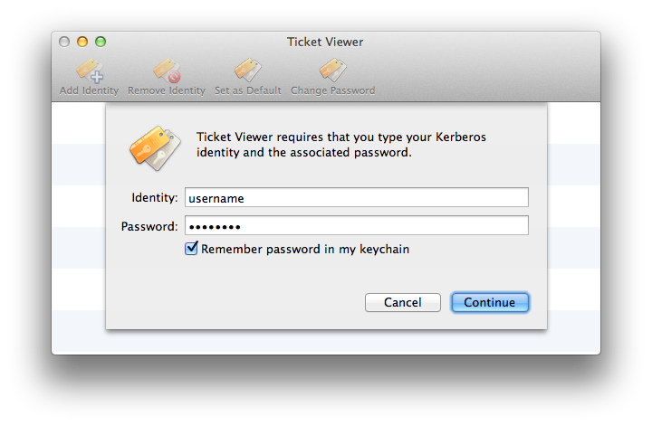 Name and Password fields
