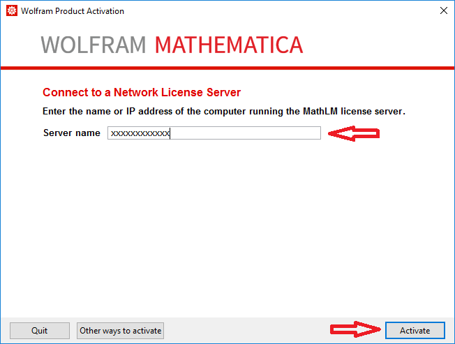 Enter Server Name Screen