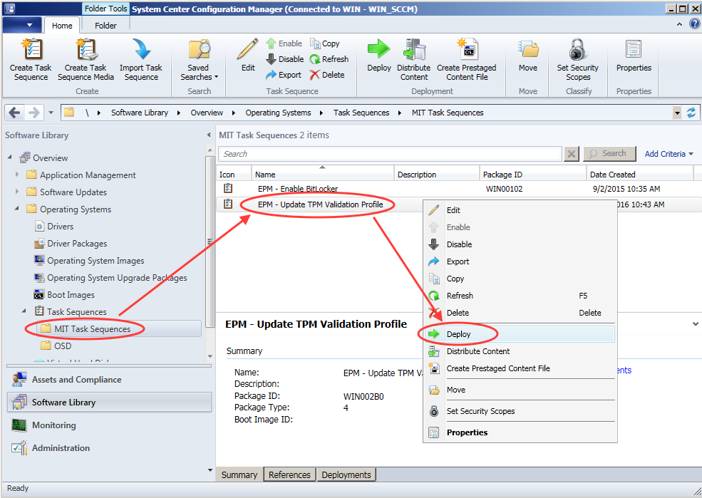 Filepath navigation to task sequence