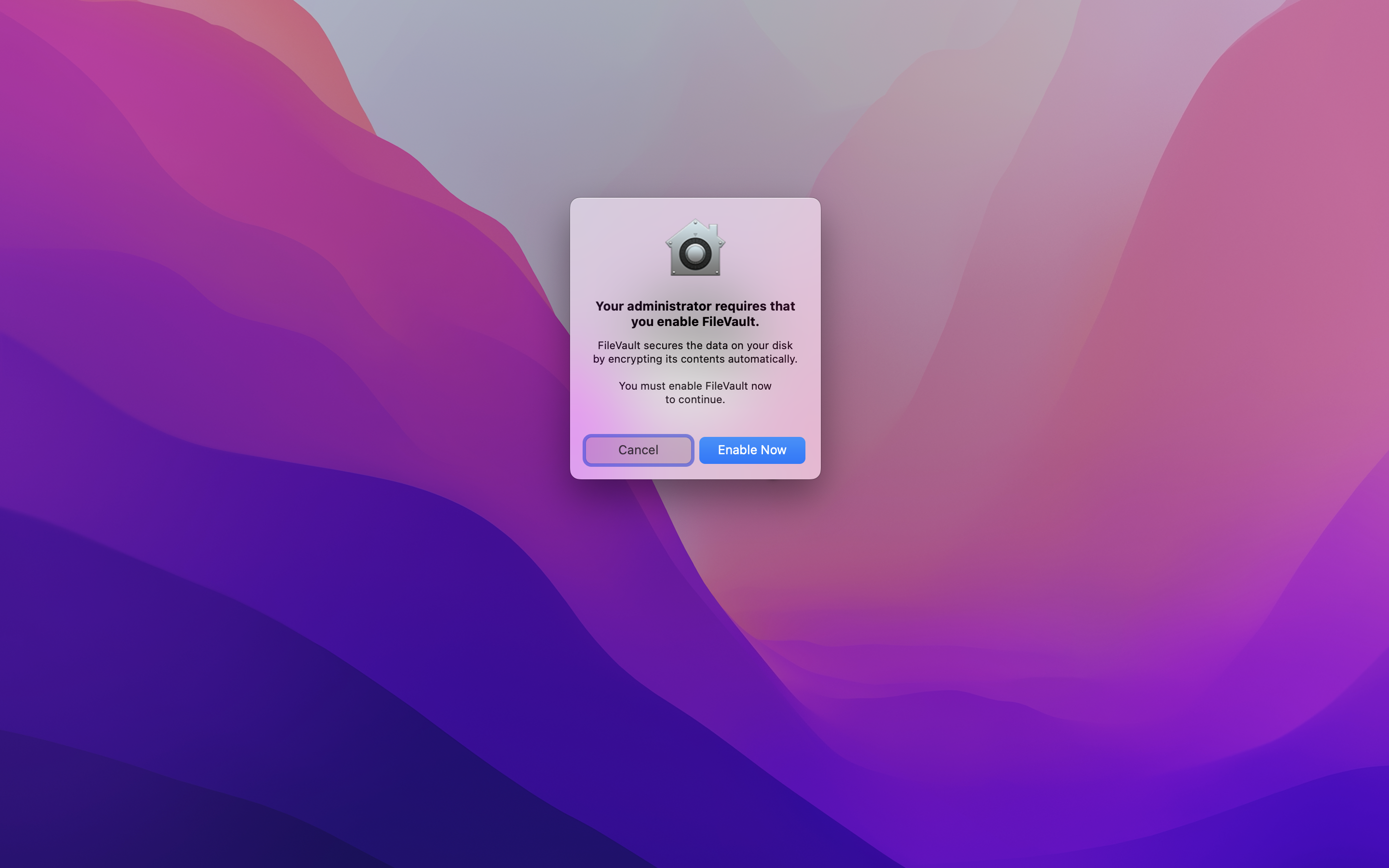 Your administrator requires that you enable FileVault