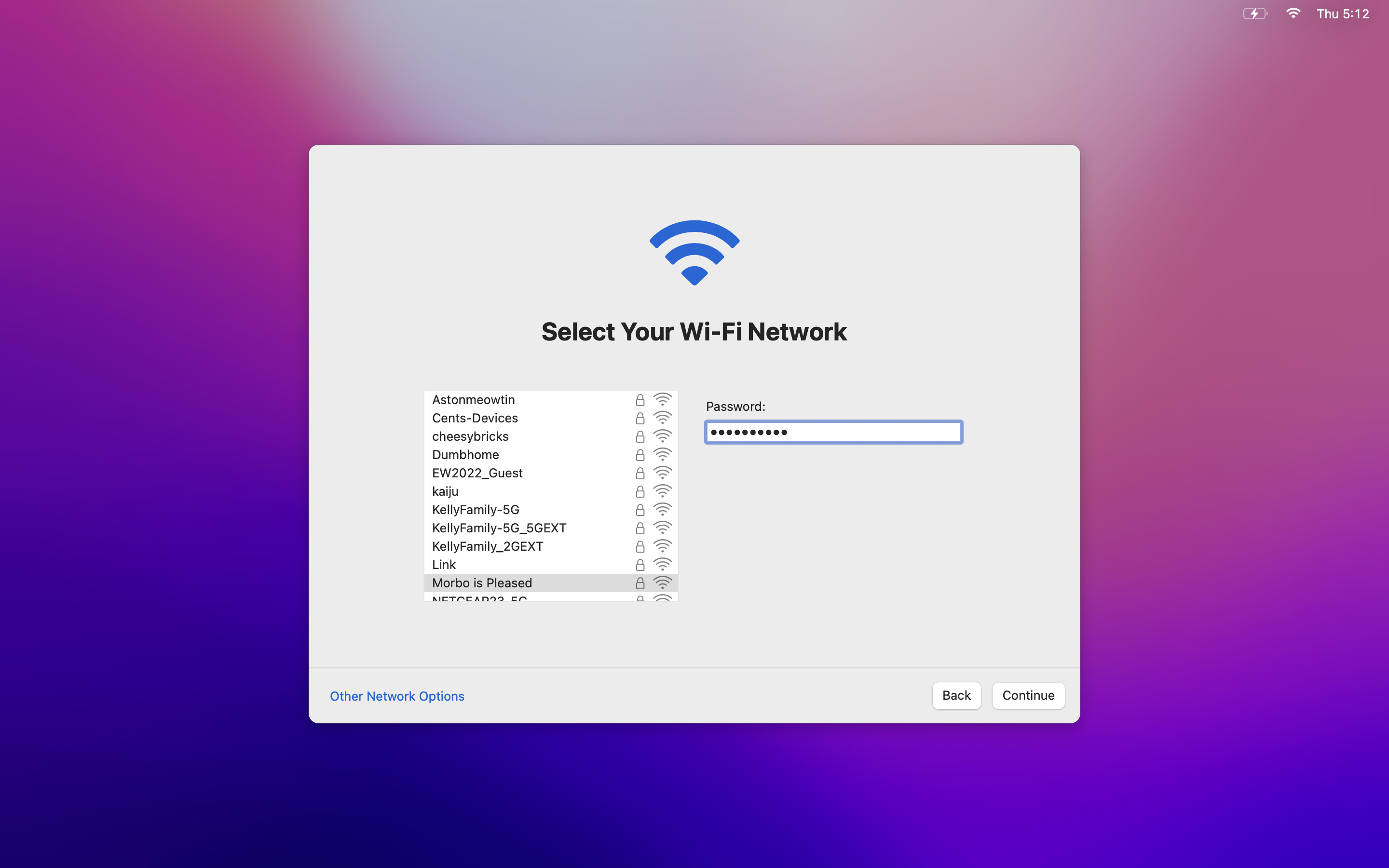 Select Your W-Fi Network