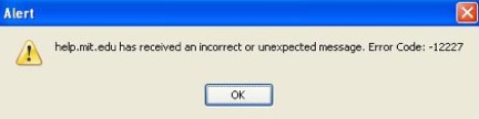 Screenshot of Error 12227