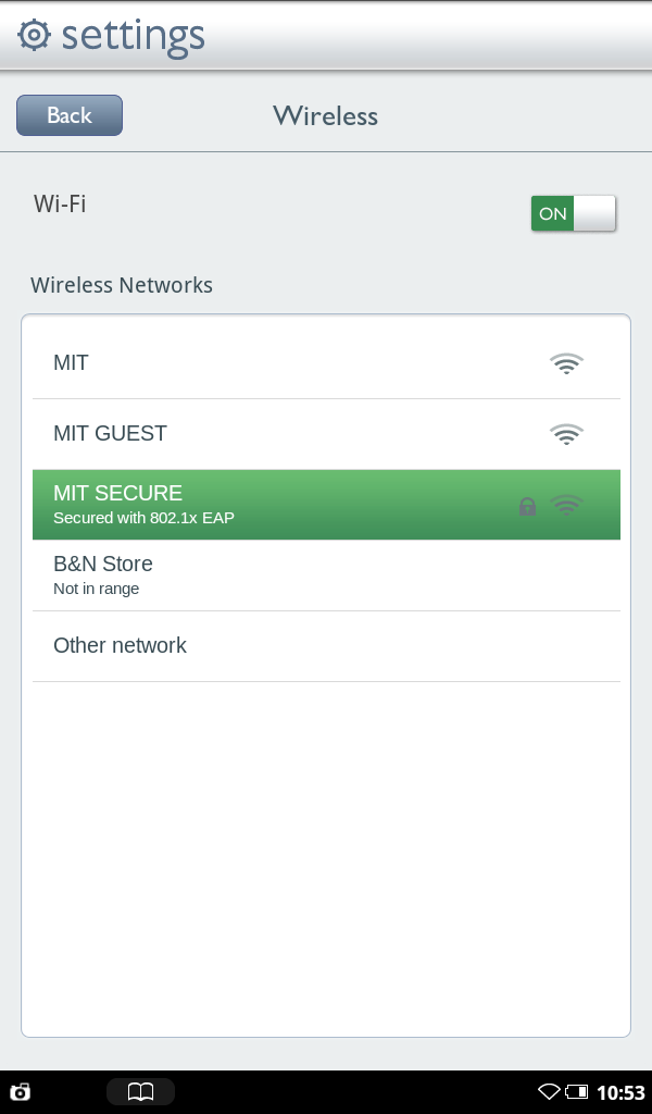 Wi-Fi network list